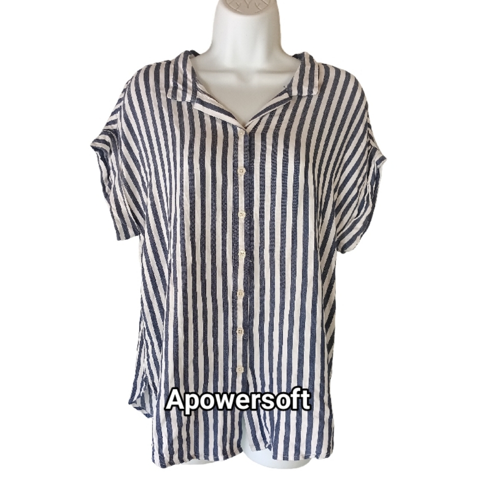 Striped Blue and White Women's Top